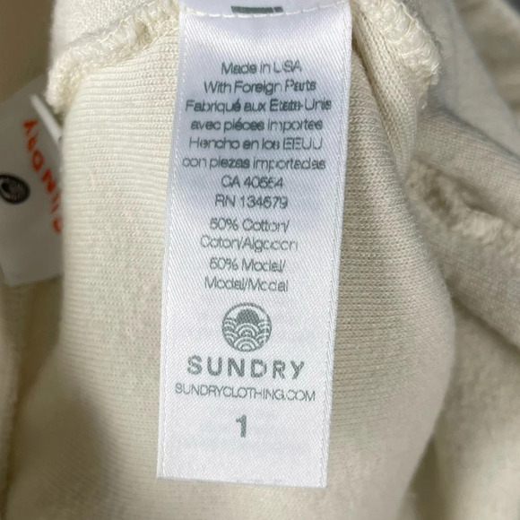 Anthropologie Sweatpants Womens Small Cream Sundry Faux Sherpa Ankle Zipper - Picture 10 of 11